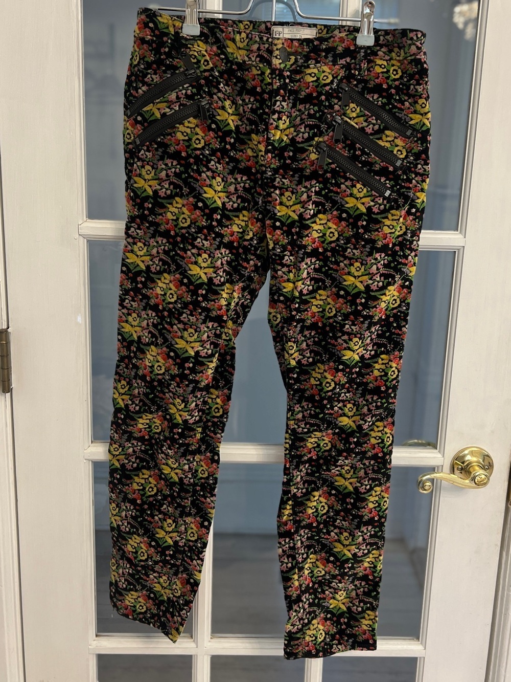 FREE PEOPLE Women's Lennon Funkytown Floral Velvet Skinny Pants Size 29
